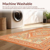 Ultra Soft Area Rug, Non Slip, Stain Resistant, Washable Area Rugs for Living Room, Bedroom, Chic Monochrome Diamond Pattern(Orange)