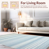 Ultra Soft Area Rug, Non Slip, Stain Resistant, Washable Area Rugs for Living Room, Bedroom, Serene Coastal Stripe Harmony(Ivory)