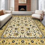 Ultra Soft Area Rug, Non Slip, Stain Resistant, Washable Area Rugs for Living Room, Bedroom, Elegant Transitional Botanical Motif(Ivory)