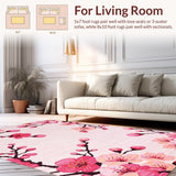 Ultra Soft Area Rug, Non Slip, Stain Resistant, Washable Area Rugs for Living Room, Bedroom, Whimsical Floral Abstract Design(Pink)