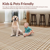 Ultra Soft Area Rug, Non Slip, Stain Resistant, Washable Area Rugs for Living Room, Bedroom, Minimalist Monochrome Abstract Style(Brown)