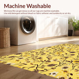 Ultra Soft Area Rug, Non Slip, Stain Resistant, Washable Area Rugs for Living Room, Bedroom, Trendy Minimalist Floral Display(Yellow)