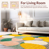 Ultra Soft Area Rug, Non Slip, Stain Resistant, Washable Area Rugs for Living Room, Bedroom, Lively Decorative Floral Arrangement(Yellow)