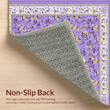 Ultra Soft Area Rug, Non Slip, Stain Resistant, Washable Area Rugs for Living Room, Bedroom, Elegant Purple Blossom Design(Purple)
