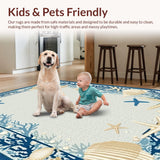 Ultra Soft Area Rug, Non Slip, Stain Resistant, Washable Area Rugs for Living Room, Bedroom, Oceanic Coral Reef Aesthetic(Beige)