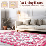Ultra Soft Area Rug, Non Slip, Stain Resistant, Washable Area Rugs for Living Room, Bedroom, Chic Cottage Garden Aesthetic(White)
