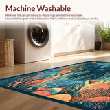 Ultra Soft Area Rug, Non Slip, Stain Resistant, Washable Area Rugs for Living Room, Bedroom, Octopus Fantasy Undersea Adventure Rug Runner Nautical Whale-Inspired Print(Blue)