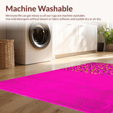 Ultra Soft Area Rug, Non Slip, Stain Resistant, Washable Area Rugs for Living Room, Bedroom, Charming Colorful Jungle Theme(Pink)