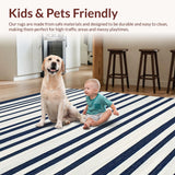 Ultra Soft Area Rug, Non Slip, Stain Resistant, Washable Area Rugs for Living Room, Bedroom, Vibrant Nautical Inspired Textures(Blue)