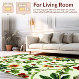 Ultra Soft Area Rug, Non Slip, Stain Resistant, Washable Area Rugs for Living Room, Bedroom, Lush Verdant Floral Motif(Beige)