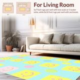 Ultra Soft Area Rug, Non Slip, Stain Resistant, Washable Area Rugs for Living Room, Bedroom, Delightful Pastel Cartoon Visuals(Blue)