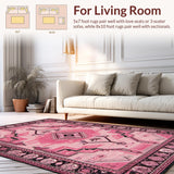 Ultra Soft Area Rug, Non Slip, Stain Resistant, Washable Area Rugs for Living Room, Bedroom, Rustic Pink Cowgirl Boots Motif(Pink)
