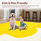 Ultra Soft Area Rug, Non Slip, Stain Resistant, Washable Area Rugs for Living Room, Bedroom, Playful Modern Geometric Motif(Yellow)