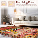 Ultra Soft Area Rug, Non Slip, Stain Resistant, Washable Area Rugs for Living Room, Bedroom, Bold Yellow Leopard Aesthetic(Red)