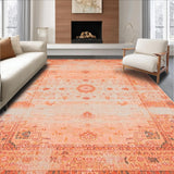 Ultra Soft Area Rug, Non Slip, Stain Resistant, Washable Area Rugs for Living Room, Bedroom, Cozy Orange and Gray Medallion(Orange)