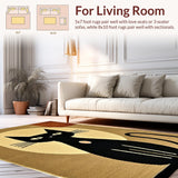 Ultra Soft Area Rug, Non Slip, Stain Resistant, Washable Area Rugs for Living Room, Bedroom, Charming Playful Feline Artwork(Beige)