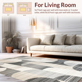 Ultra Soft Area Rug, Non Slip, Stain Resistant, Washable Area Rugs for Living Room, Bedroom, Luxurious Textured Cream Wave(Gray)