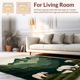 Ultra Soft Area Rug, Non Slip, Stain Resistant, Washable Area Rugs for Living Room, Bedroom, Vintage Cabin Scenic Patterns(Gray)