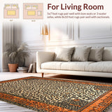 Ultra Soft Area Rug, Non Slip, Stain Resistant, Washable Area Rugs for Living Room, Bedroom, Elegant Neutral Toned Pattern(Beige)