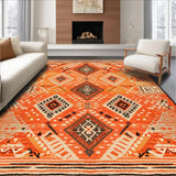 Ultra Soft Area Rug, Non Slip, Stain Resistant, Washable Area Rugs for Living Room, Bedroom, Chic Tribal Linear Composition(Orange)