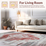 Ultra Soft Area Rug, Non Slip, Stain Resistant, Washable Area Rugs for Living Room, Bedroom, Rustic Textured Linear Pattern(Red)