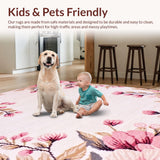 Ultra Soft Area Rug, Non Slip, Stain Resistant, Washable Area Rugs for Living Room, Bedroom, Stylish Bright Floral Medley(Beige)