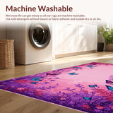 Ultra Soft Area Rug, Non Slip, Stain Resistant, Washable Area Rugs for Living Room, Bedroom, Soft Pastel Butterfly Bliss(Pink)