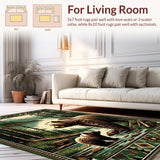 Ultra Soft Area Rug, Non Slip, Stain Resistant, Washable Area Rugs for Living Room, Bedroom, Rustic Multicolor Bear Scene(Brown)