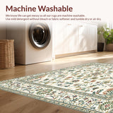 Ultra Soft Area Rug, Non Slip, Stain Resistant, Washable Area Rugs for Living Room, Bedroom, Beige and Sage Green Vintage Boho Floral Farmhouse(Beige)
