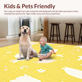 Ultra Soft Area Rug, Non Slip, Stain Resistant, Washable Area Rugs for Living Room, Bedroom, Playful Bunny Print for Small Animal Retreat(Yellow)