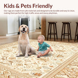 Ultra Soft Area Rug, Non Slip, Stain Resistant, Washable Area Rugs for Living Room, Bedroom, Tan and Ivory Geometric(Beige)