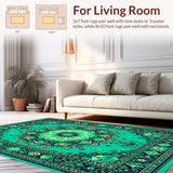 Ultra Soft Area Rug, Non Slip, Stain Resistant, Washable Area Rugs for Living Room, Bedroom, Boho Medallion Forest Green Living Room Rug(Green)