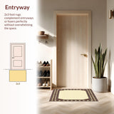 Ultra Soft Area Rug, Non Slip, Stain Resistant, Washable Area Rugs for Living Room, Bedroom, Geometric Brown and Beige Modern Border Area(Beige)