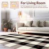 Ultra Soft Area Rug, Non Slip, Stain Resistant, Washable Area Rugs for Living Room, Bedroom, Checkered Minimalist Home Office Easy Clean Carpet(Beige)