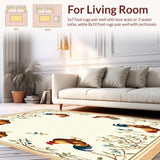 Ultra Soft Area Rug, Non Slip, Stain Resistant, Washable Area Rugs for Living Room, Bedroom, Rustic Chicken Theme Kitchen Contemporary Beige Multi Color Farm Animal Art(Beige)