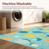 Ultra Soft Area Rug, Non Slip, Stain Resistant, Washable Area Rugs for Living Room, Bedroom, Adorable Sea Animal Area Rug Preschool Classroom Carpet(Blue)