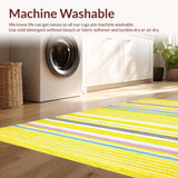 Ultra Soft Area Rug, Non Slip, Stain Resistant, Washable Area Rugs for Living Room, Bedroom, Playful Multi-Hued Stripe Blend(Yellow)