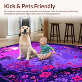 Ultra Soft Area Rug, Non Slip, Stain Resistant, Washable Area Rugs for Living Room, Bedroom, Whimsical Butterfly Moonlit Artwork(Purple)