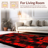 Ultra Soft Area Rug, Non Slip, Stain Resistant, Washable Area Rugs for Living Room, Bedroom, Lively Contemporary Graphic Design(Red)
