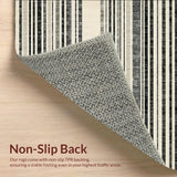 Bold Striped Contrast with Overlapping Black and White Linear Bands(Beige)