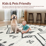 Ultra Soft Area Rug, Non Slip, Stain Resistant, Washable Area Rugs for Living Room, Bedroom, Contemporary Patterned Textured Beauty(White)