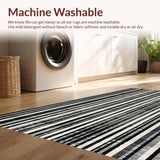 Ultra Soft Area Rug, Non Slip, Stain Resistant, Washable Area Rugs for Living Room, Bedroom, Elegant Safari Inspired Striped Floor Covering With Contemporary Art Design(Black)