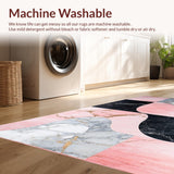 Ultra Soft Area Rug, Non Slip, Stain Resistant, Washable Area Rugs for Living Room, Bedroom, Contemporary Black and Gray Abstract Design(Pink)