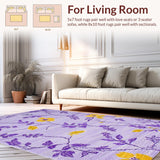 Ultra Soft Area Rug, Non Slip, Stain Resistant, Washable Area Rugs for Living Room, Bedroom, Rustic Floral Patterned Welcome Mat(Purple)