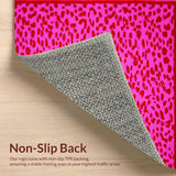 Ultra Soft Area Rug, Non Slip, Stain Resistant, Washable Area Rugs for Living Room, Bedroom, Playful Cartoonish Cheetah Aesthetic(Pink)