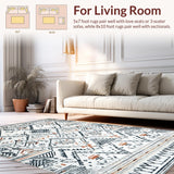 Ultra Soft Area Rug, Non Slip, Stain Resistant, Washable Area Rugs for Living Room, Bedroom, Rustic Ogee Patterned Accent(White)