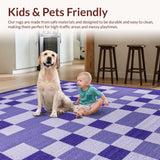 Ultra Soft Area Rug, Non Slip, Stain Resistant, Washable Area Rugs for Living Room, Bedroom, Contemporary Purple Geometric Fantasy(Purple)
