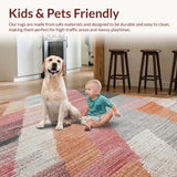 Ultra Soft Area Rug, Non Slip, Stain Resistant, Washable Area Rugs for Living Room, Bedroom, Shaggy Style Macaroon Hue Rug with Modern Chevron and Zigzag Prints(Beige)