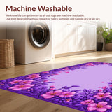 Ultra Soft Area Rug, Non Slip, Stain Resistant, Washable Area Rugs for Living Room, Bedroom, Feminine Round Petal Aesthetic(Purple)