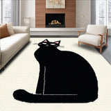 Ultra Soft Area Rug, Non Slip, Stain Resistant, Washable Area Rugs for Living Room, Bedroom, Cute Black Cat Kitchen Home Decor Mat(Black)